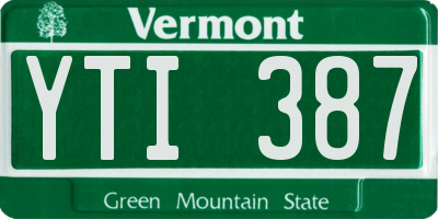 VT license plate YTI387