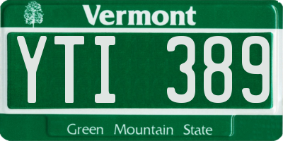 VT license plate YTI389