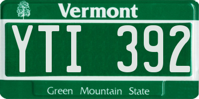 VT license plate YTI392