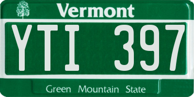 VT license plate YTI397