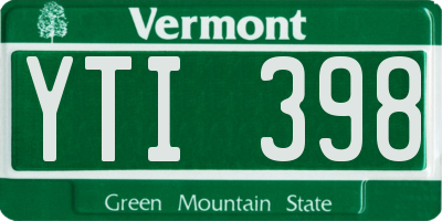 VT license plate YTI398
