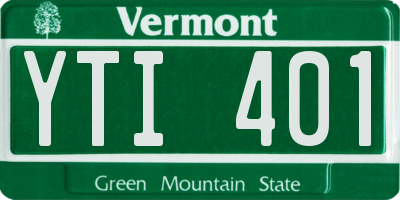 VT license plate YTI401