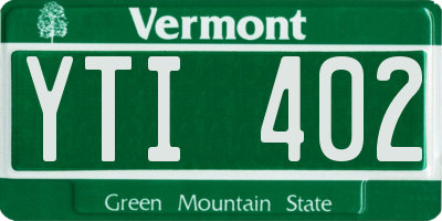 VT license plate YTI402