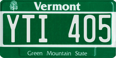 VT license plate YTI405