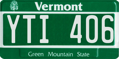 VT license plate YTI406