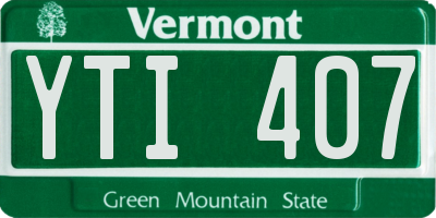 VT license plate YTI407