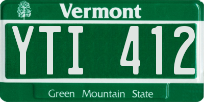 VT license plate YTI412