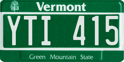 VT license plate YTI415