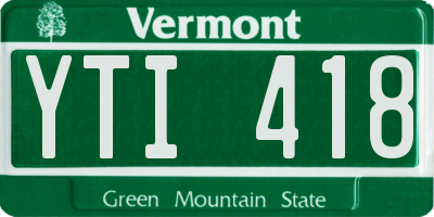 VT license plate YTI418