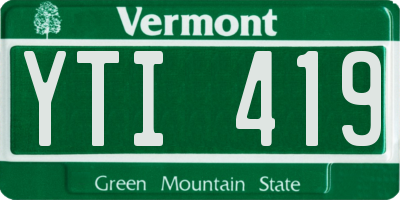 VT license plate YTI419
