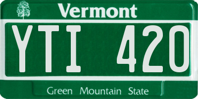 VT license plate YTI420