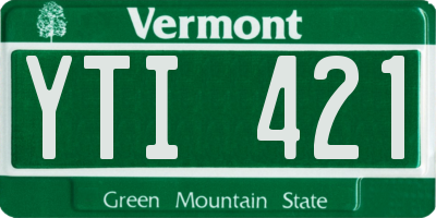 VT license plate YTI421