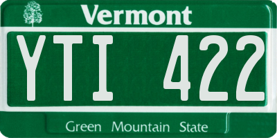 VT license plate YTI422