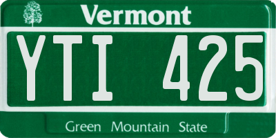 VT license plate YTI425