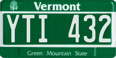 VT license plate YTI432