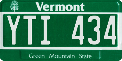 VT license plate YTI434