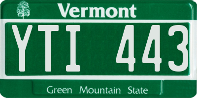 VT license plate YTI443