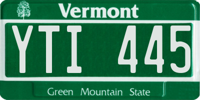 VT license plate YTI445