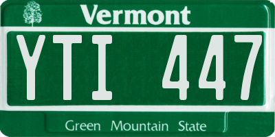 VT license plate YTI447
