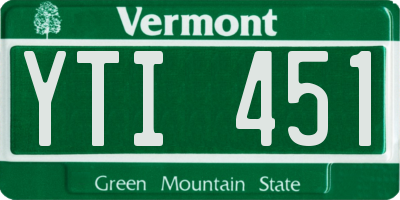 VT license plate YTI451