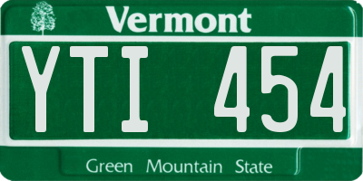 VT license plate YTI454