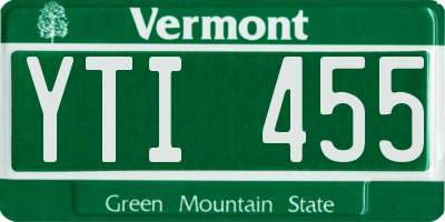 VT license plate YTI455