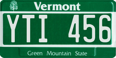 VT license plate YTI456