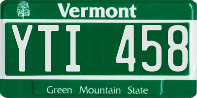 VT license plate YTI458