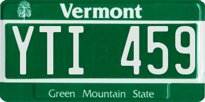 VT license plate YTI459