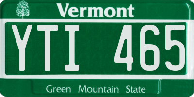 VT license plate YTI465