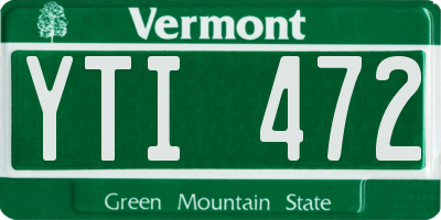 VT license plate YTI472