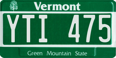 VT license plate YTI475