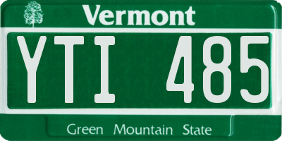 VT license plate YTI485