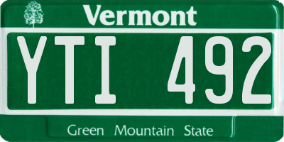 VT license plate YTI492