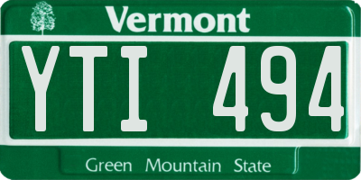 VT license plate YTI494