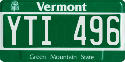 VT license plate YTI496