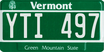 VT license plate YTI497