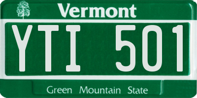 VT license plate YTI501