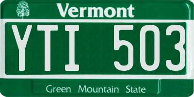 VT license plate YTI503