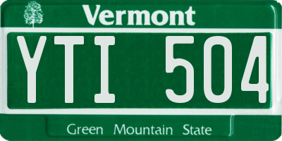 VT license plate YTI504