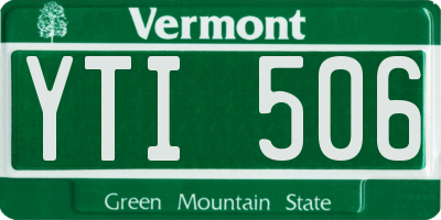 VT license plate YTI506