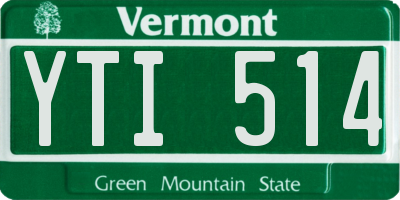 VT license plate YTI514