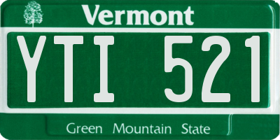 VT license plate YTI521