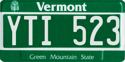 VT license plate YTI523