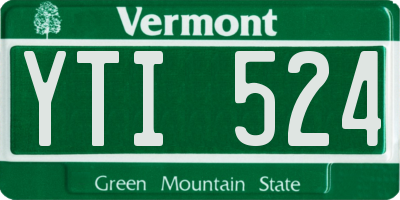 VT license plate YTI524