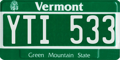 VT license plate YTI533