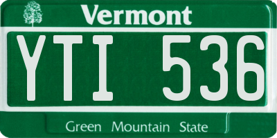 VT license plate YTI536