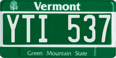 VT license plate YTI537