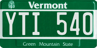 VT license plate YTI540