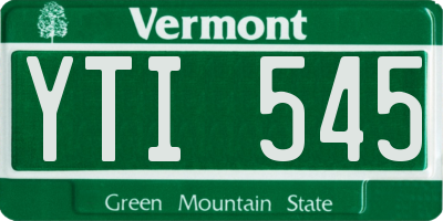 VT license plate YTI545
